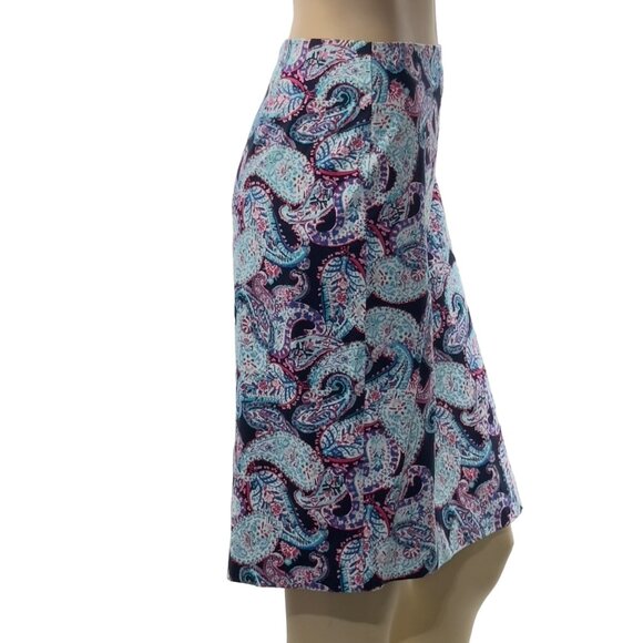 TALBOTS Petites Paisley Print Cotton Spandex Knee-Length Skirt Size 14P - Picture 5 of 16